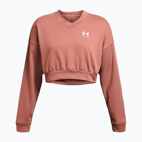 Felpa da allenamento Under Armour donna Rival Terry Os Crop Crew rosa canyon/bianco