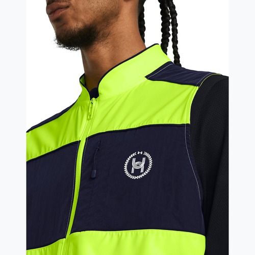 Gilet da running Under Armour Run Everywhere da uomo, giallo/marino notte/bianco ad alta visibilità