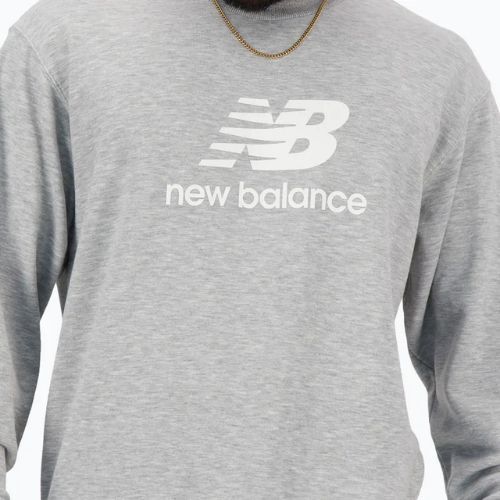 Felpa New Balance Stacked Logo French Terry Crew uomo grigio atletico