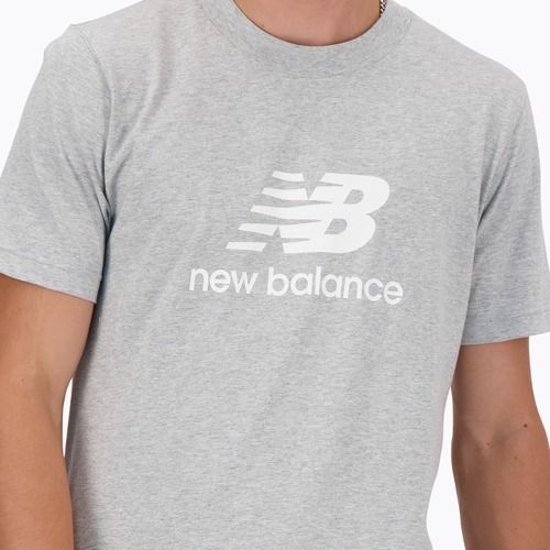 T-shirt New Balance Stacked Logo grigio atletico da uomo