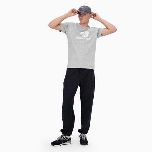 T-shirt New Balance Stacked Logo grigio atletico da uomo
