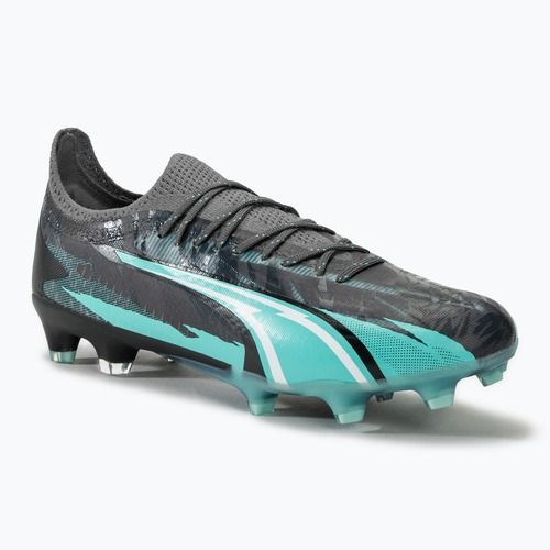 PUMA Ultra Ultimate Rush FG/AG forte grigio/puma bianco/electro aqua scarpe da calcio