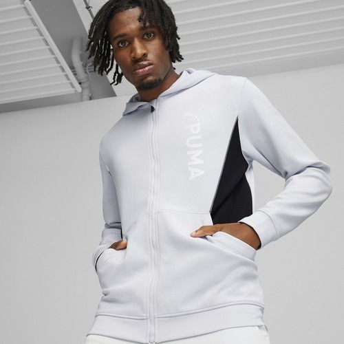 Felpa da allenamento da uomo PUMA Fit Double Knit FZ Hoodie silver mist