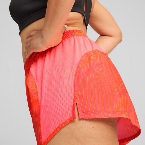 Pantaloncini da corsa da donna PUMA Run Favorite AOP Velocity 3" sunset glow/ sun stream