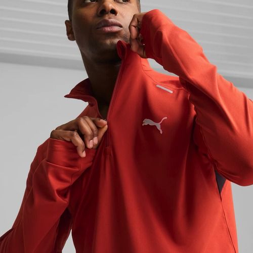 Felpa running da uomo PUMA Run Cloudspun 1/4 Zip mars red
