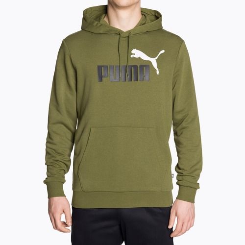 Felpa da uomo PUMA Essentials+ Two-Tone Big Logo Hoodie TR olive green