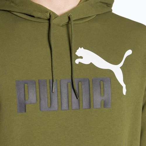Felpa da uomo PUMA Essentials+ Two-Tone Big Logo Hoodie TR olive green
