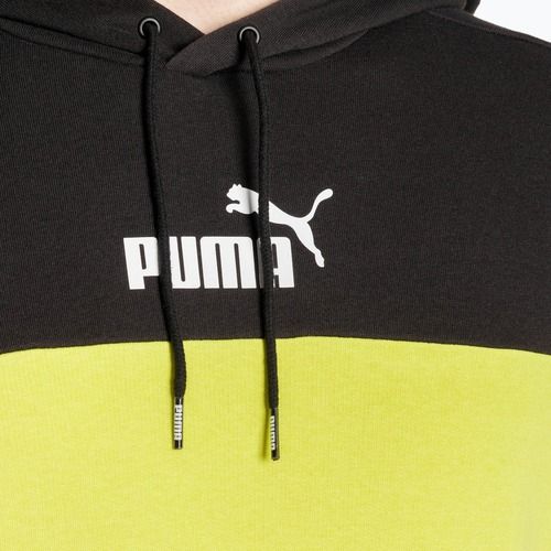Felpa da uomo PUMA ESS+ Block Hoodie TR puma nero/lime sheen