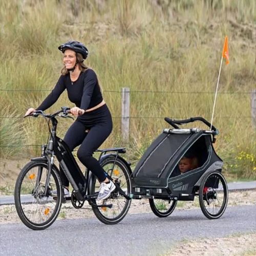 Rimorchio per bicicletta Qeridoo Kidgoo 2 blu/marino scuro