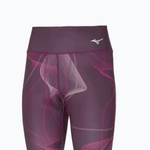Leggings da corsa da donna Mizuno Stampato vino d'uva