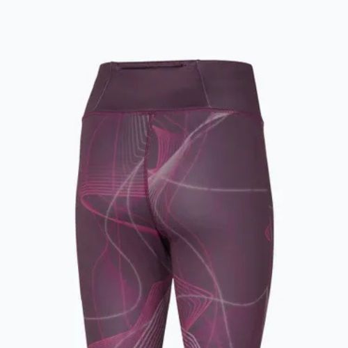 Leggings da corsa da donna Mizuno Stampato vino d'uva
