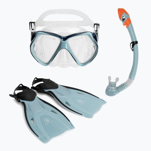 AQUASTIC Shoal set snorkeling maschera + boccaglio + pinne blu