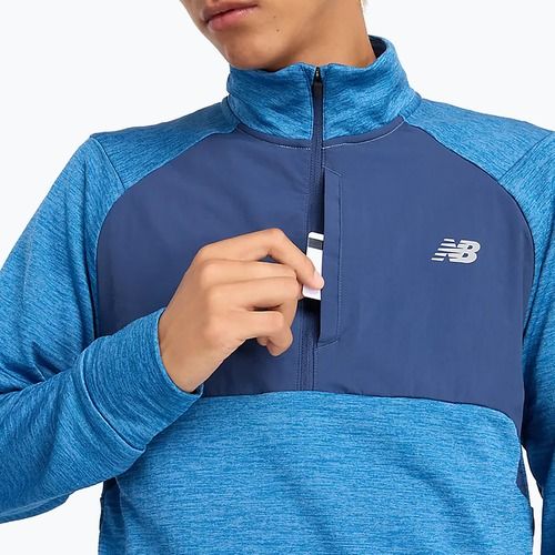 Uomo New Balance Athletics Heat Grid 1/2 Zip blu airone running longsleeve