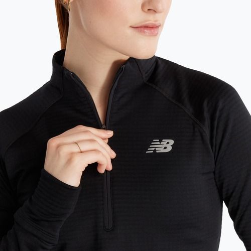 Donna New Balance Athletics Heat Grid 1/2 Zip nera da running a maniche lunghe
