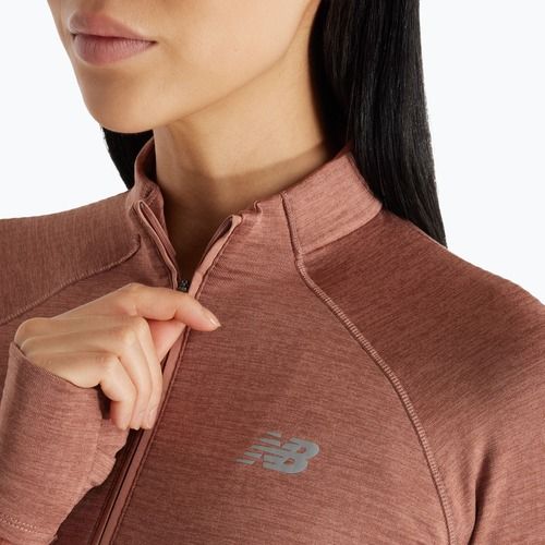Donna New Balance Athletics Heat Grid 1/2 Zip sparrow heather running longsleeve