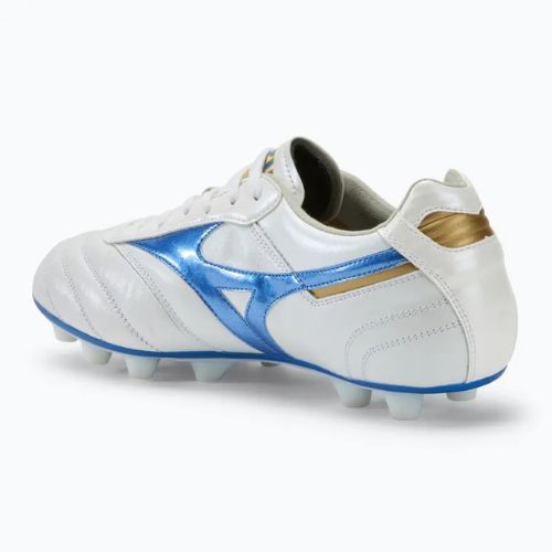 Mizuno Morelia II Elite Md bianco/blu laser/oro scarpe da calcio da uomo