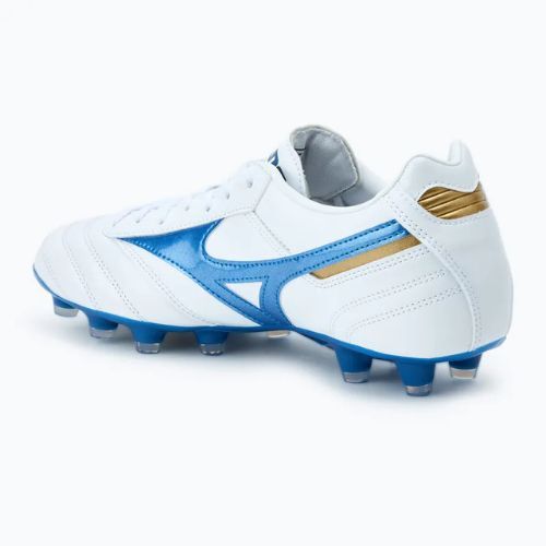 Scarpe da calcio Mizuno Morelia II Pro MD da uomo bianco/blu laser/oro