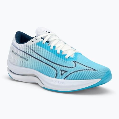 Scarpe da corsa da donna Mizuno Wave Rebellion Sonic 2 blu fiume/blu wing teal/bianco