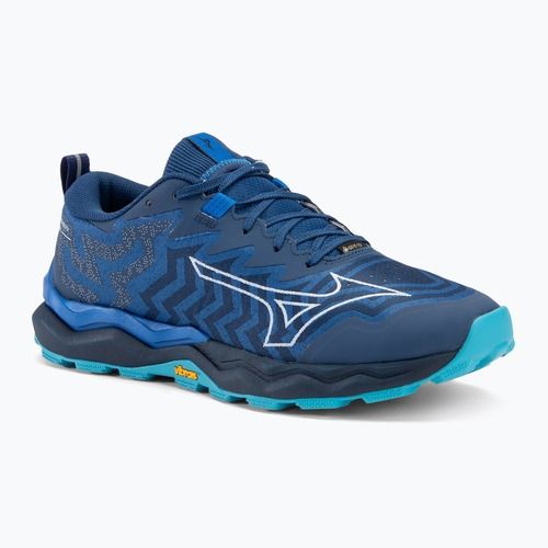Scarpe da corsa da uomo Mizuno Wave Daichi 8 GTX blu classico/ bianco/ blu paggetto