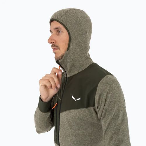 Felpa trekking da uomo Salewa Puez 2 Dry Hood FZ oliva scura melange