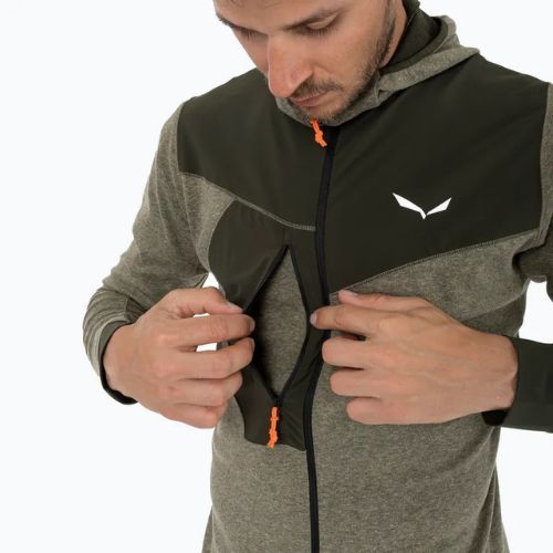Felpa trekking da uomo Salewa Puez 2 Dry Hood FZ oliva scura melange