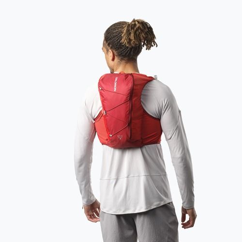 Salomon Active Skin 8 set rosso dalia/gilet da corsa ad alto rischio