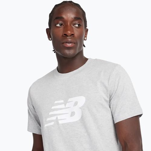 Maglietta New Balance Graphic V Flying da uomo di colore grigio sportivo