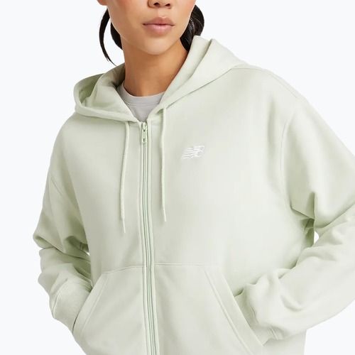 Felpa New Balance French Terry Full Zip da donna, menta naturale