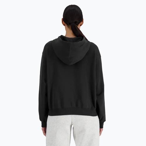 Felpa da donna New Balance French Terry con cappuccio con logo impilato, nero
