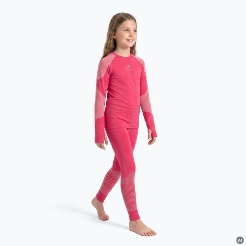 Completo di biancheria intima termica per bambini KADVA Frosty Jrg Set senza cuciture rosa