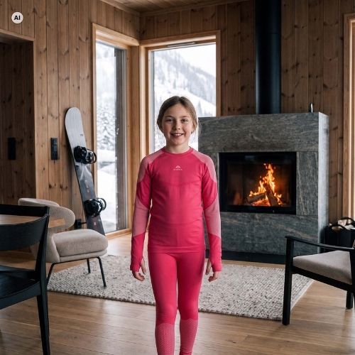 Completo di biancheria intima termica per bambini KADVA Frosty Jrg Set senza cuciture rosa