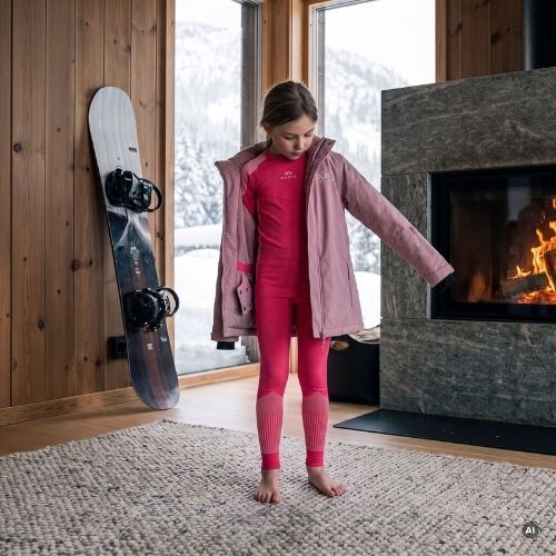 Completo di biancheria intima termica per bambini KADVA Frosty Jrg Set senza cuciture rosa
