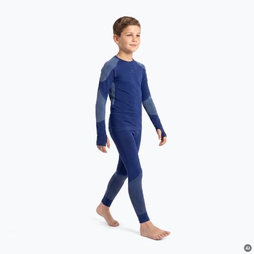 Completo di biancheria termica per bambini KADVA Frosty Jrb Set senza cuciture blu navy