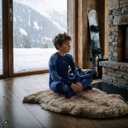 Completo di biancheria termica per bambini KADVA Frosty Jrb Set senza cuciture blu navy