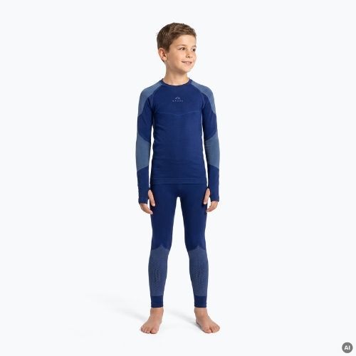 Completo di biancheria termica per bambini KADVA Frosty Jrb Set senza cuciture blu navy