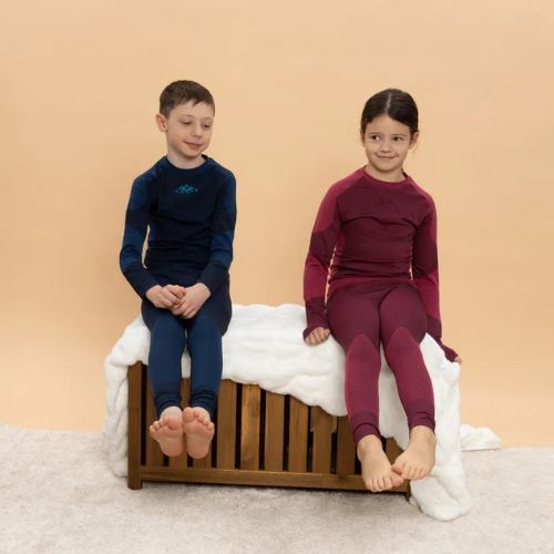 Completo di biancheria termica per bambini KADVA Frosty Jrb Set senza cuciture blu navy