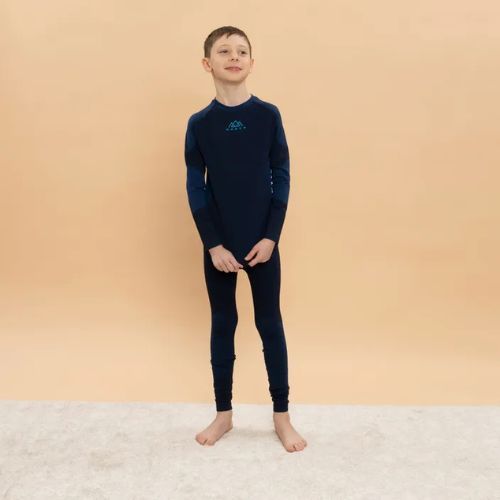 Completo di biancheria termica per bambini KADVA Frosty Jrb Set senza cuciture blu navy