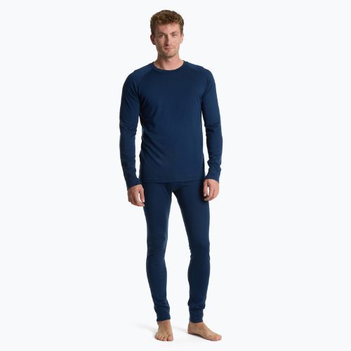 Set di biancheria intima termica da uomo WOOLCANO Merino SET0540 blu navy