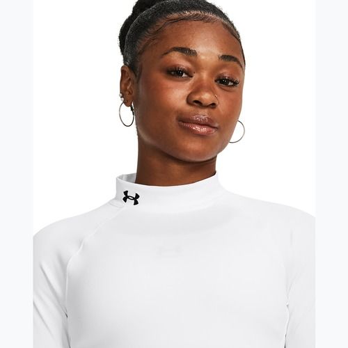 Under Armour Authentics CG Mockneck bianco/nero, manica lunga da allenamento per donna