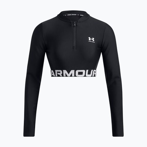 Top da allenamento Under Armour Heat Gear Rib 1/4 Zip donna nero/nero/bianco