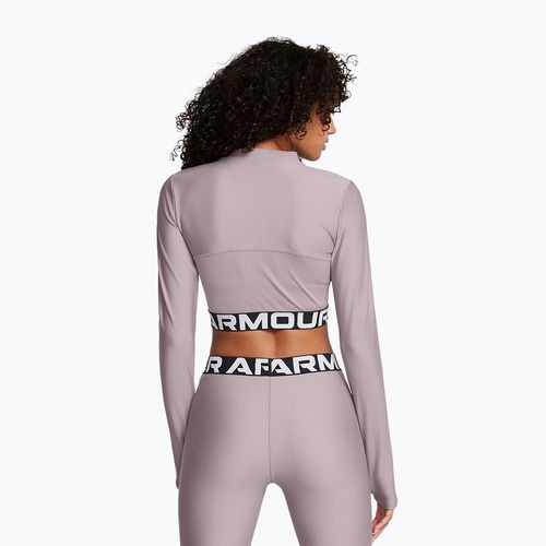 Top da allenamento Under Armour Heat Gear Rib 1/4 Zip tetra grigio/bianco da donna