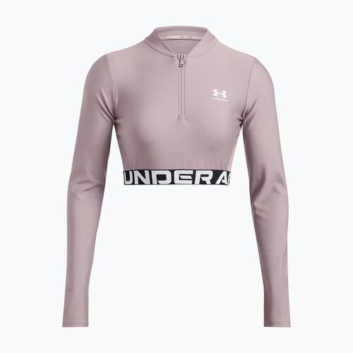Top da allenamento Under Armour Heat Gear Rib 1/4 Zip tetra grigio/bianco da donna