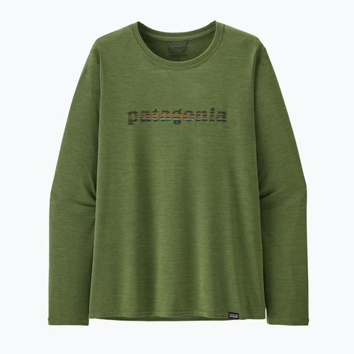 Camicia donna Patagonia Cap Cool Daily Graphic 73 text logo/terrain green x-dye a maniche lunghe