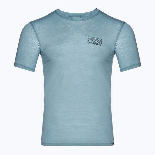 Camicia grafica da uomo Patagonia Cap Cool Merino Blend fitz roy strata/blu termico