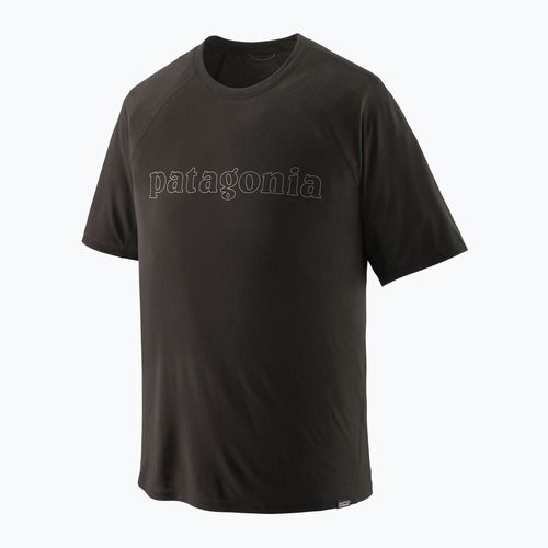 T-shirt Patagonia Capilene Cool Trail da uomo Logo grafico con testo a contorno/nero