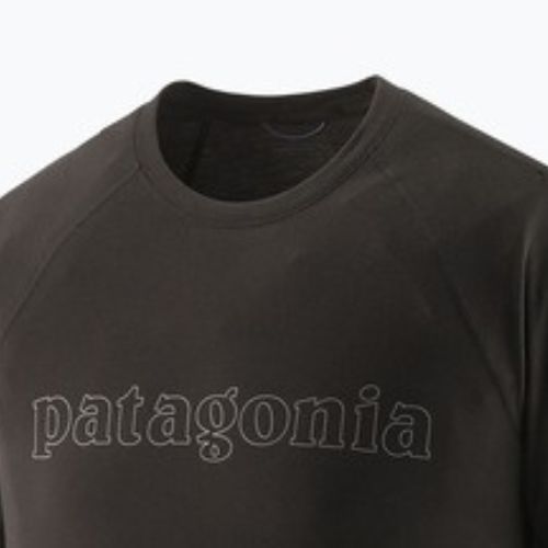 T-shirt Patagonia Capilene Cool Trail da uomo Logo grafico con testo a contorno/nero