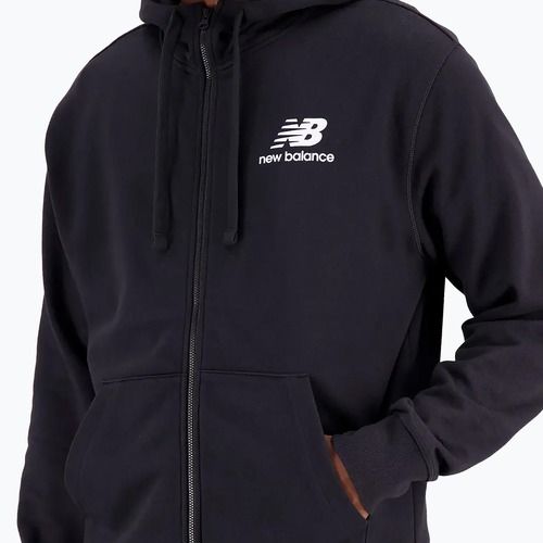 Felpa New Balance Essentials Stacked Logo French Terry nera da uomo