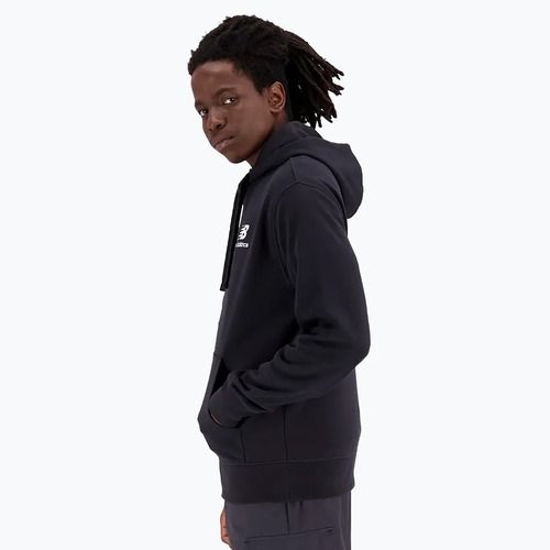 Felpa New Balance Essentials Stacked Logo French Terry nera da uomo