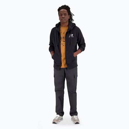 Felpa New Balance Essentials Stacked Logo French Terry nera da uomo