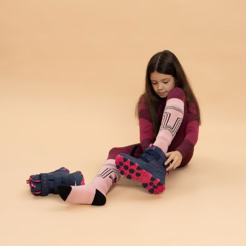 Stivali da neve per bambini KADVA Snowey Mid WaterProof blu/navy/fucsia